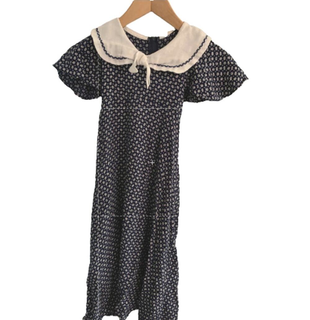 Ruth of Carolina Vintage Navy Floral Collared Short Sleeve Dress Size 7